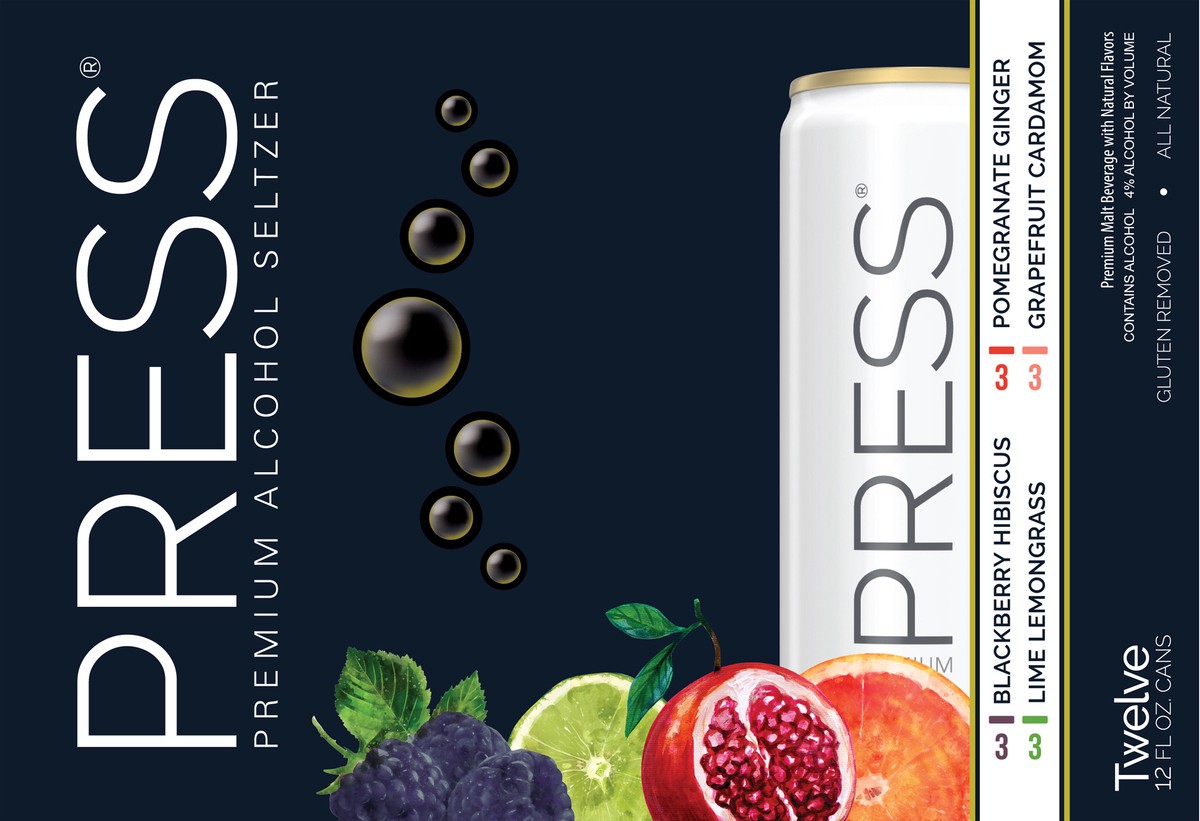 slide 1 of 2, Press Alcohol Seltzer, Premium, 12 Pack, 12 ct