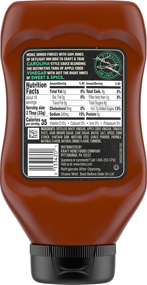 slide 7 of 14, Heinz Carolina Vinegar Style Sweet & Tangy Barbecue BBQ Sauce, 18.6 oz Bottle, 18.6 oz