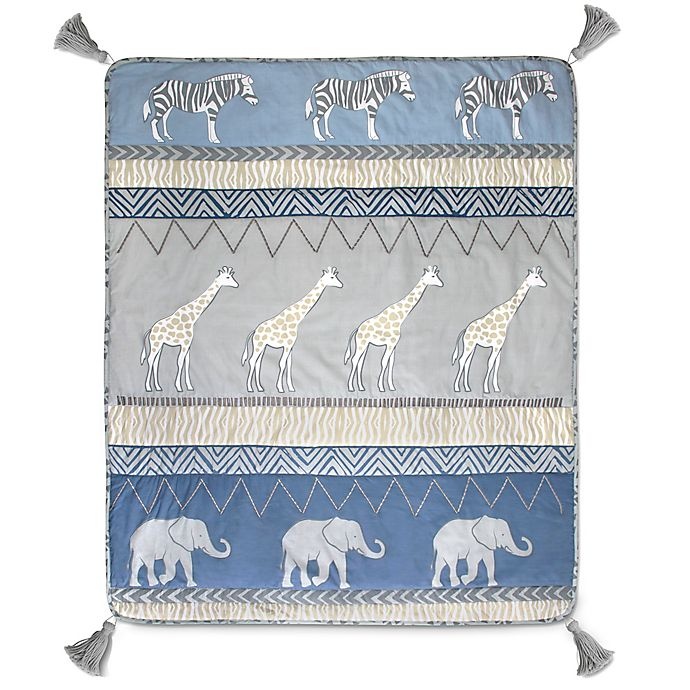 slide 3 of 6, OiOi Safari Crib Bedding Set - Blue, 4 ct