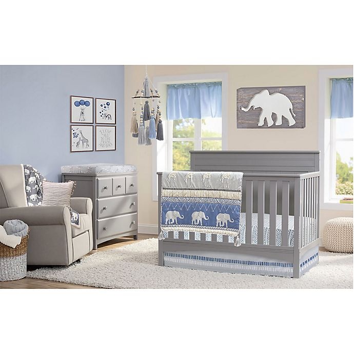 slide 1 of 6, OiOi Safari Crib Bedding Set - Blue, 4 ct