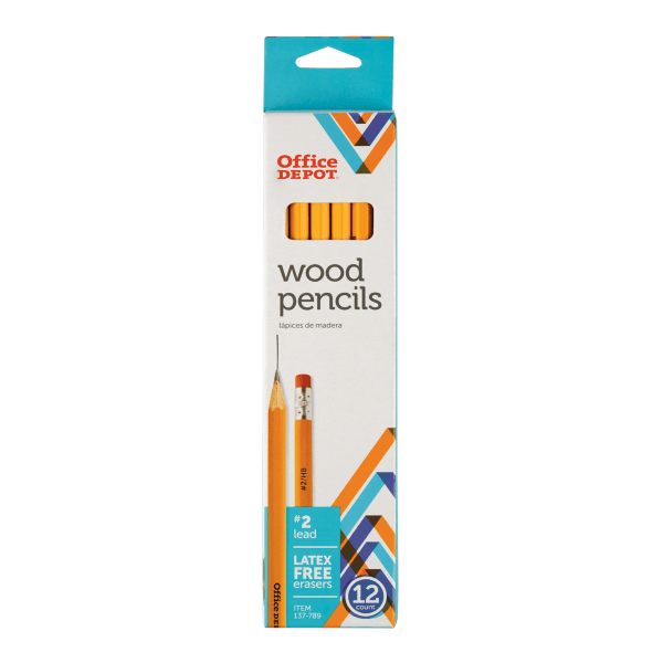 slide 1 of 2, Office Depot Brand Wood Pencils, Unsharpened, #2 Hb Medium Lead, Yellow, Pack Of 12, 12 ct