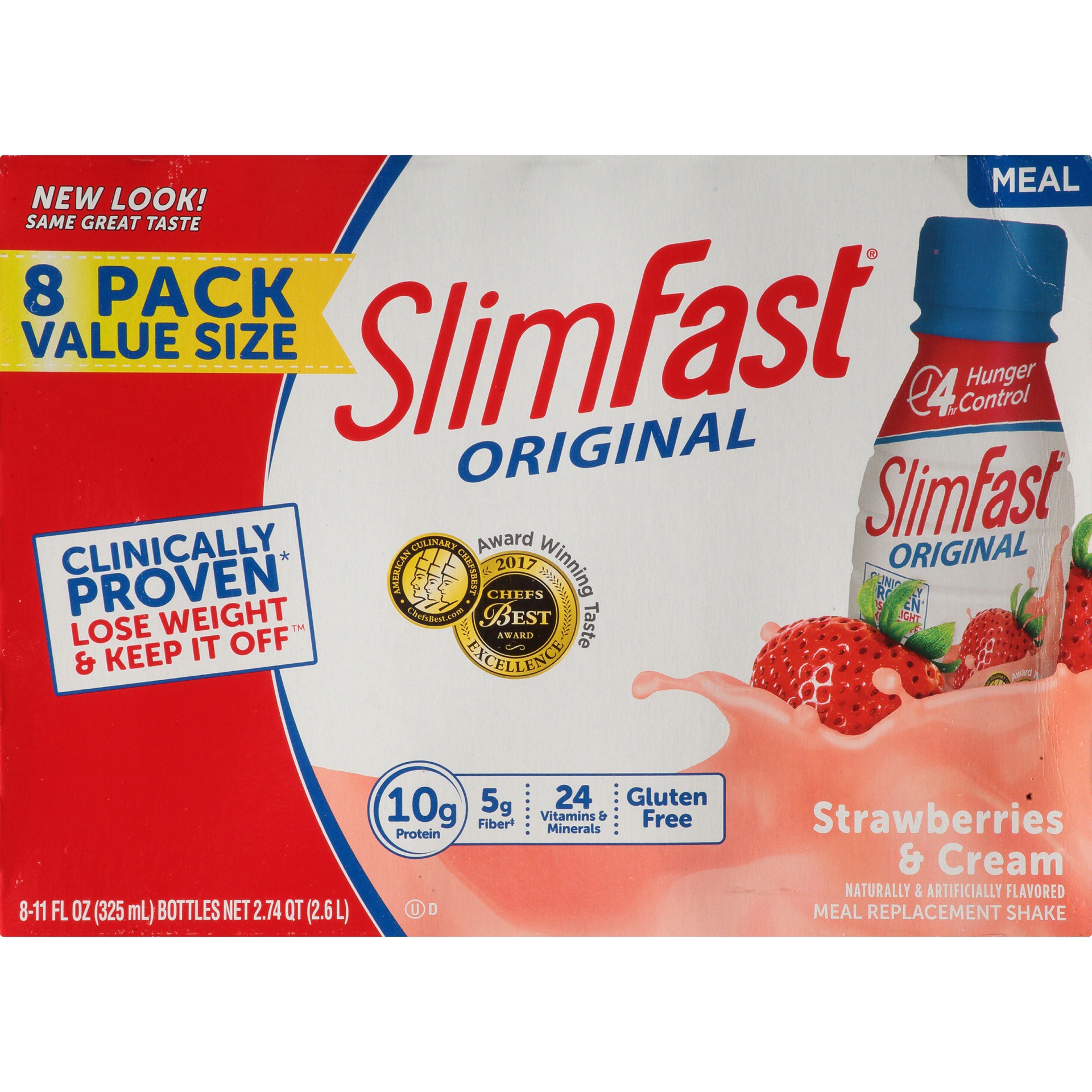 slide 5 of 9, Slimfast Strawberries & Cream Protein Shake Bottles - 8 ct; 11 oz, 8 ct; 11 oz