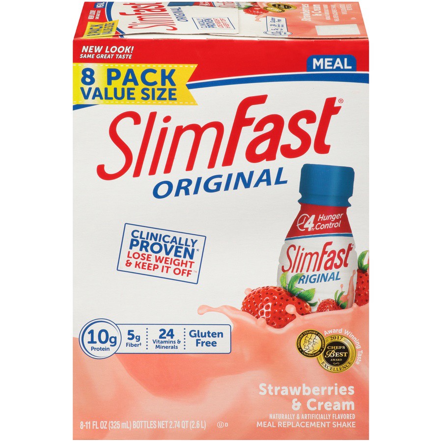 slide 1 of 9, Slimfast Strawberries & Cream Protein Shake Bottles - 8 ct; 11 oz, 8 ct; 11 oz