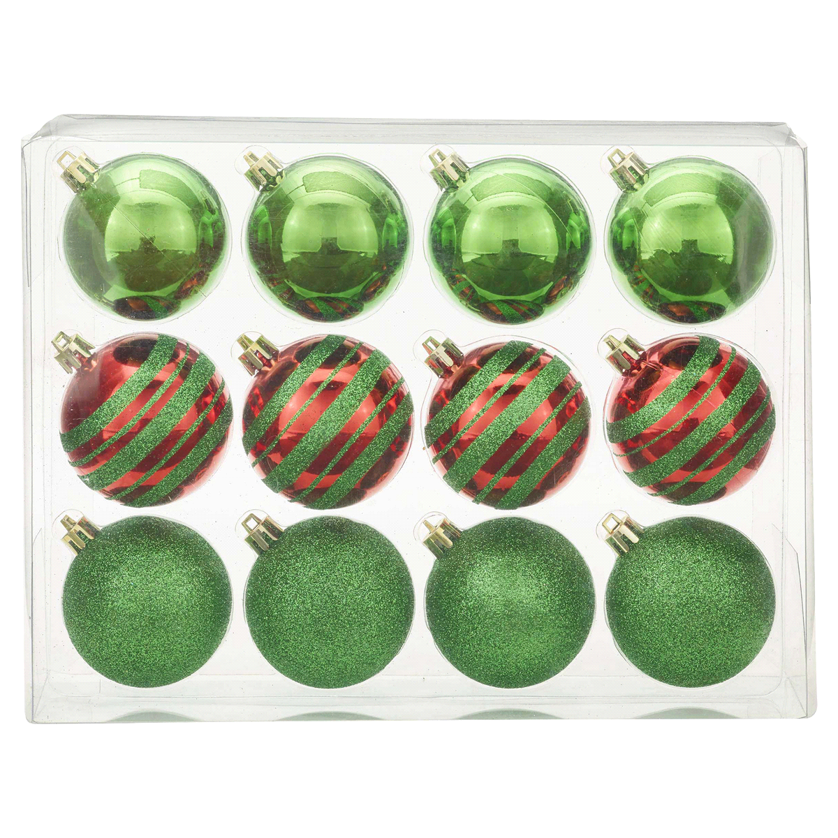 slide 1 of 1, December Home Ornament Balls - Red/Green, 12 ct