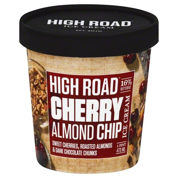 slide 1 of 1, High Road Cherry Almond Chip Ice Cream, 16 oz