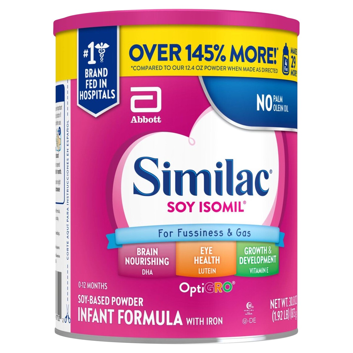 slide 7 of 7, Similac Soy Isomil For Fussiness and Gas Infant Formula with Iron Powder 1-30.8 oz Can, 30.8 oz