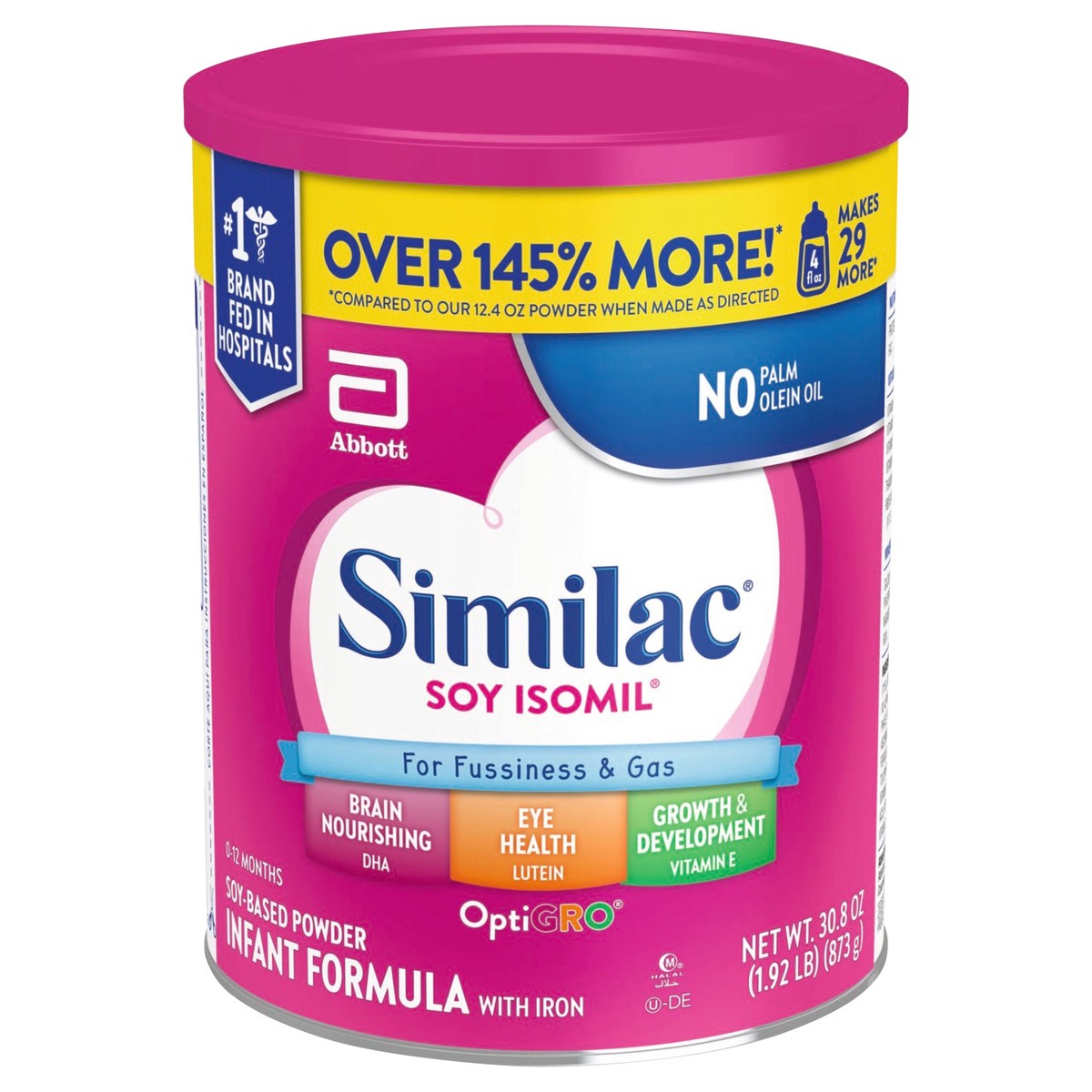 slide 1 of 7, Similac Soy Isomil For Fussiness and Gas Infant Formula with Iron Powder 1-30.8 oz Can, 30.8 oz