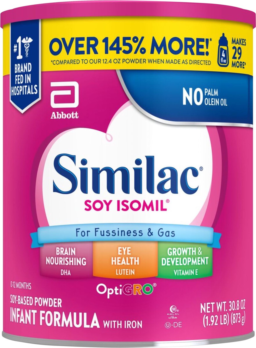 slide 2 of 7, Similac Soy Isomil For Fussiness and Gas Infant Formula with Iron Powder 1-30.8 oz Can, 30.8 oz