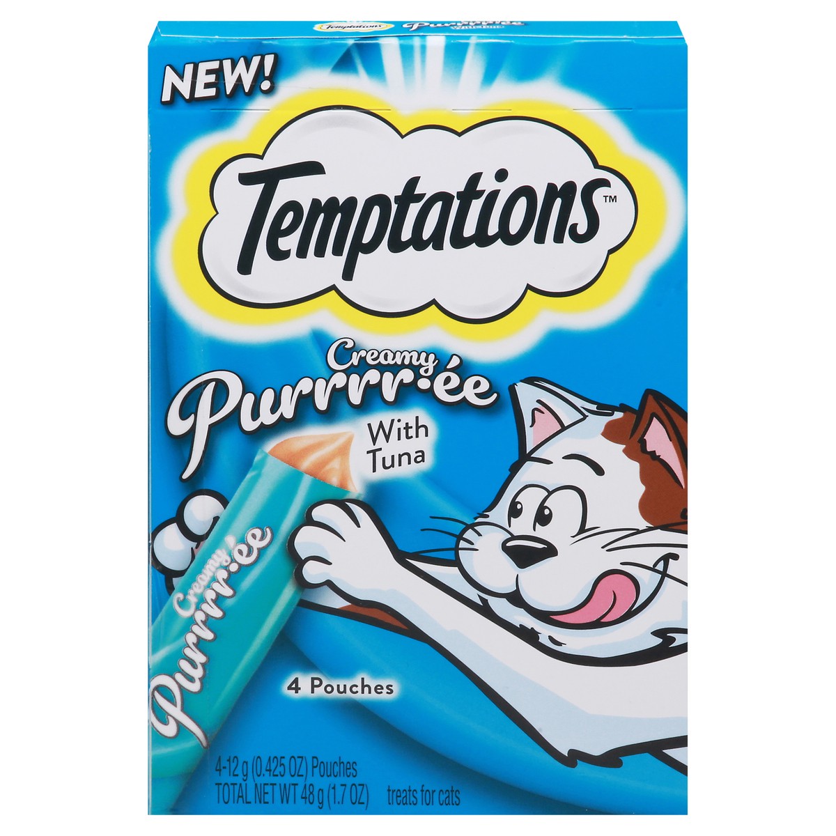 slide 1 of 1, Temptations Creamy Purree with Tuna Cat Treats, 4 ct