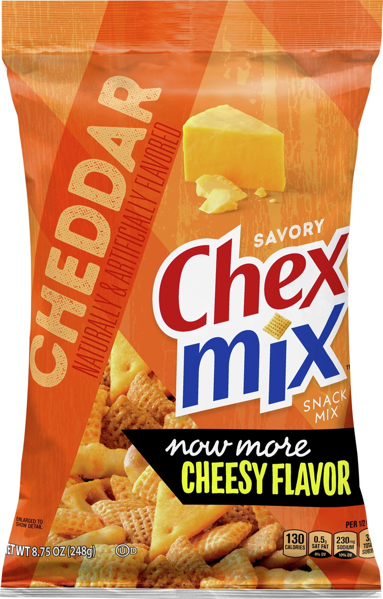 slide 9 of 9, Chex Mix Snack Mix, Cheddar, Savory Snack Bag, 8.75 oz, 8.75 oz