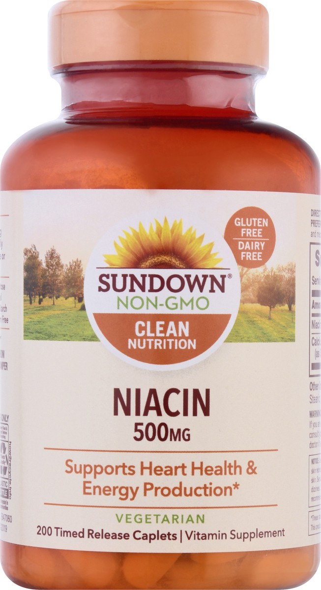 slide 2 of 11, Sundown Clean Nutrition 500 mg Timed Release Caplets Niacin 200 ea, 200 ct