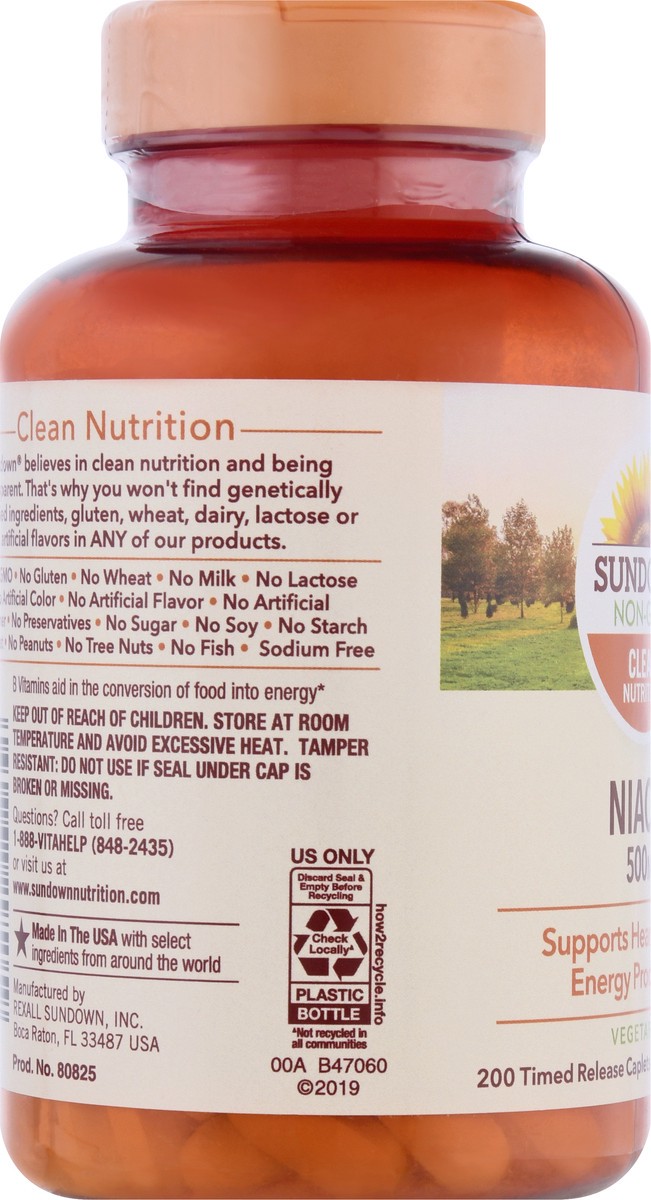 slide 5 of 11, Sundown Clean Nutrition 500 mg Timed Release Caplets Niacin 200 ea, 200 ct