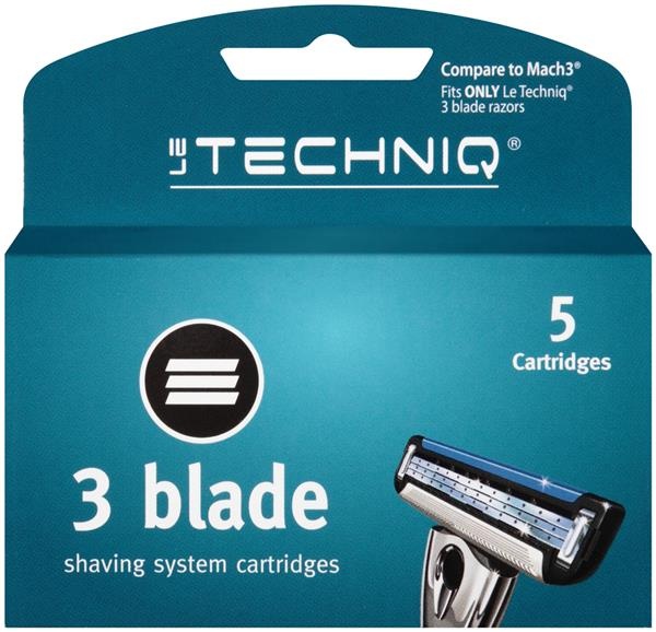 slide 1 of 1, LeTechniq Men 3 Blade Cartridge Refill, 5 ct