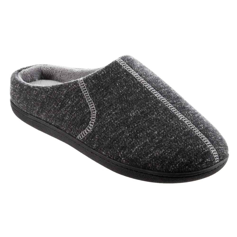 slide 1 of 1, Isotoner­ Heather Knit Preston Hoodback Men's Slippers, m