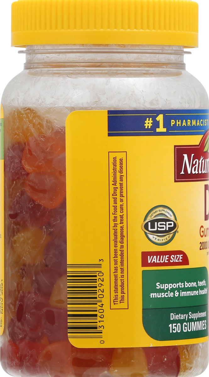 slide 9 of 9, Nature Made 50 mcg Value Size Gummies Strawberry Peach & Mango Vitamin D3 150 ea, 150 ct