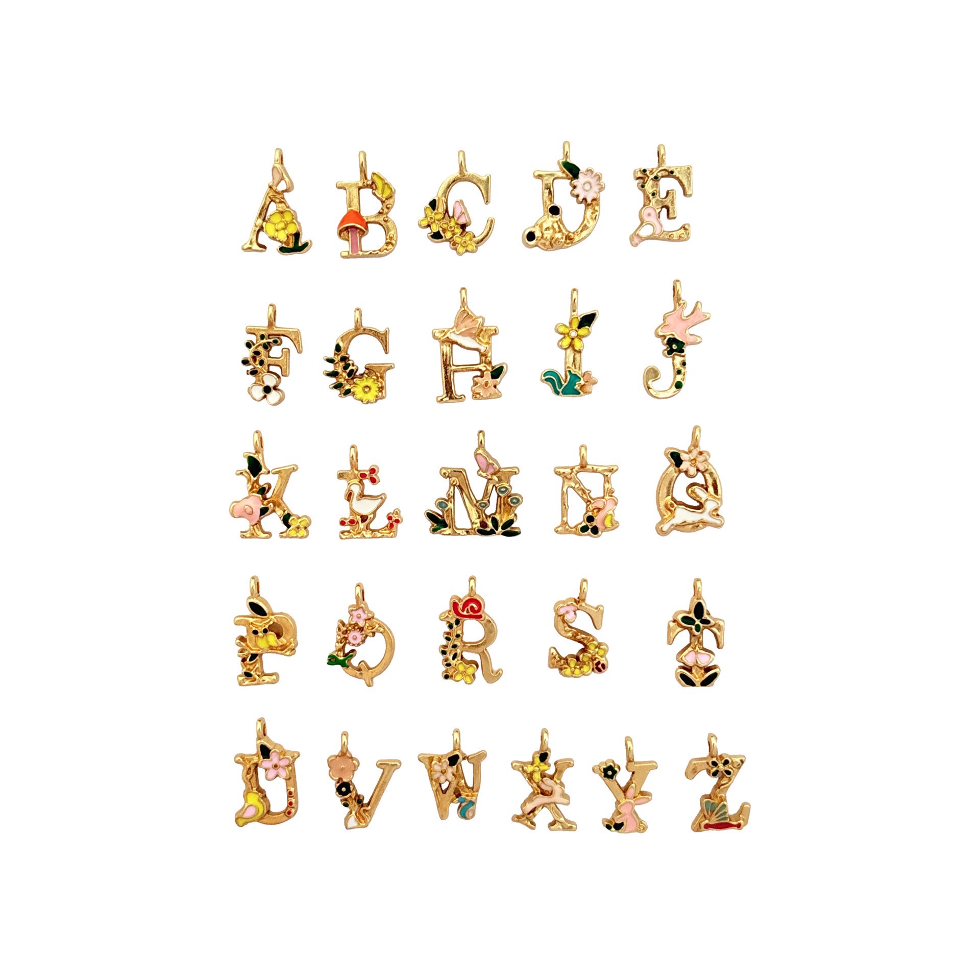 slide 2 of 3, Blue Moon Studio Flower Alphabet Charm Set, 26 letters