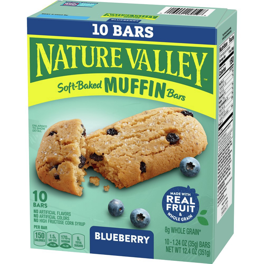 slide 12 of 19, Nature Valley Soft-Baked Muffin Bars, Blueberry, Snack Bars, 10 Bars, 12.4 OZ, 10 ct