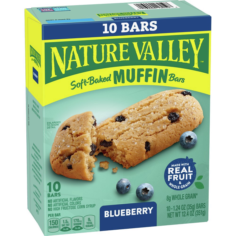 slide 14 of 19, Nature Valley Soft-Baked Muffin Bars, Blueberry, Snack Bars, 10 Bars, 12.4 OZ, 10 ct