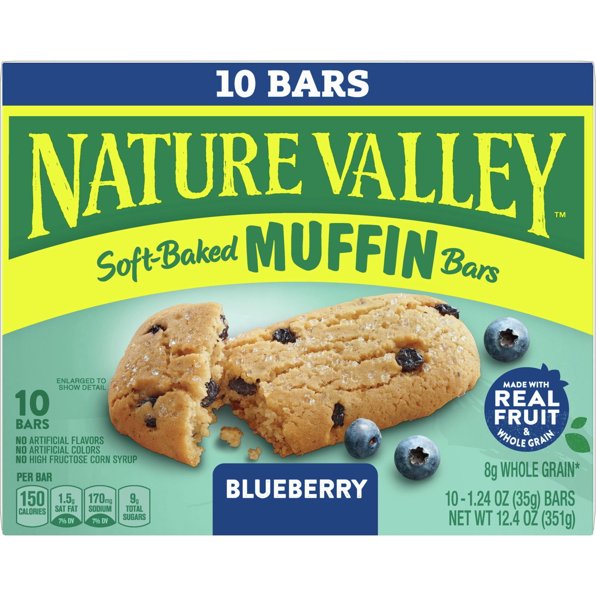 slide 10 of 19, Nature Valley Soft-Baked Muffin Bars, Blueberry, Snack Bars, 10 Bars, 12.4 OZ, 10 ct