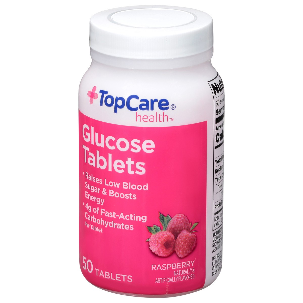 slide 3 of 9, Topcare Glucose Tabs Raspberry, 50 ct