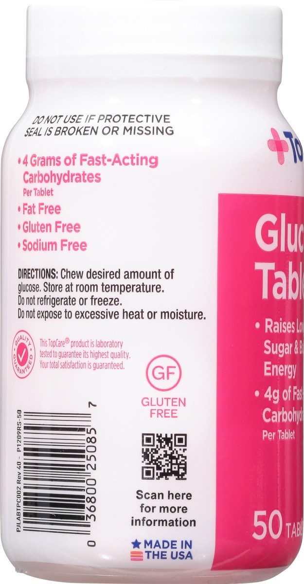 slide 5 of 9, Topcare Glucose Tabs Raspberry, 50 ct