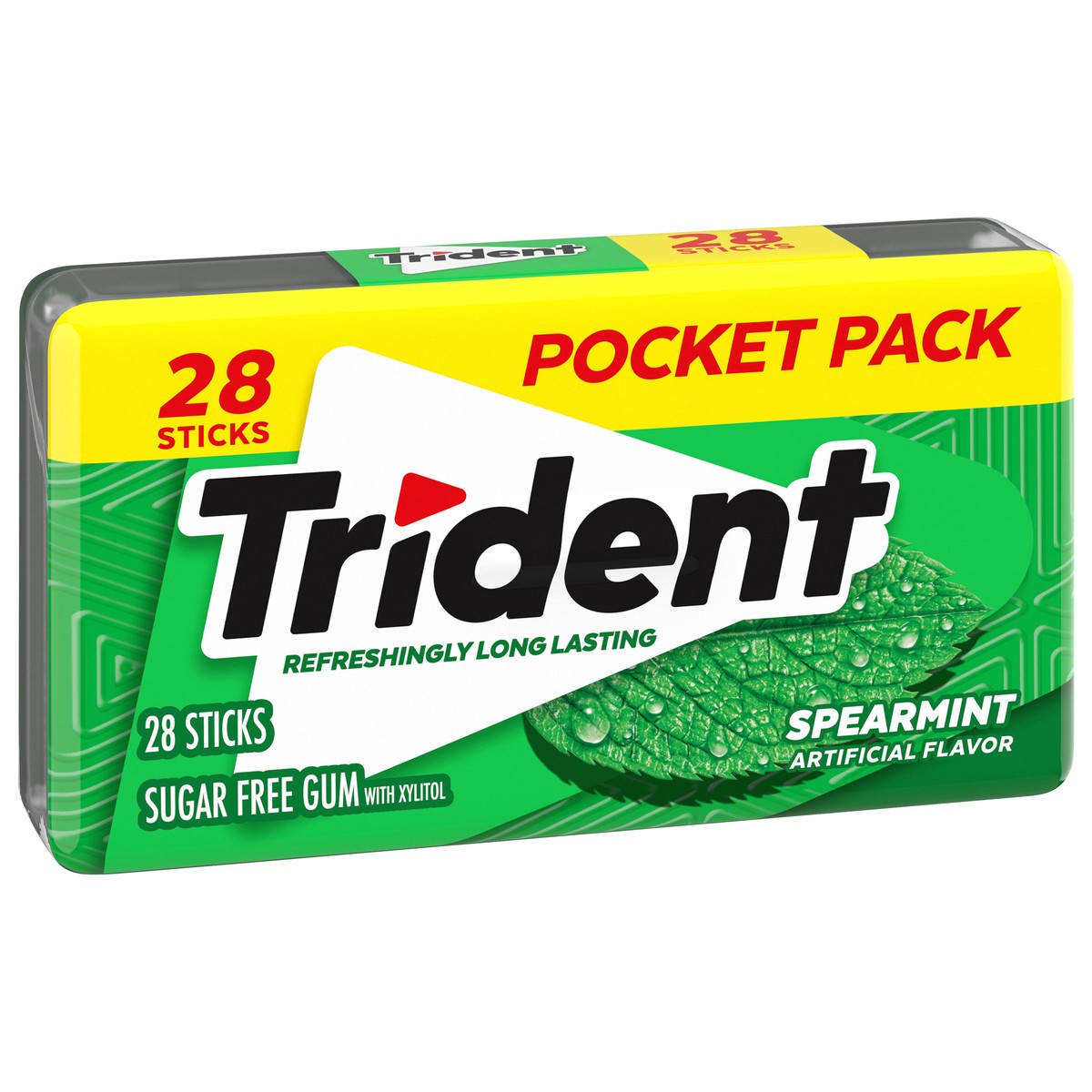slide 7 of 9, Trident Spearmint Sugar Free Gum, 28 Piece Pocket Pack, 1.78 oz