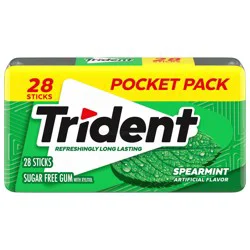Trident Spearmint Sugar Free Gum, 28 Piece Pocket Pack
