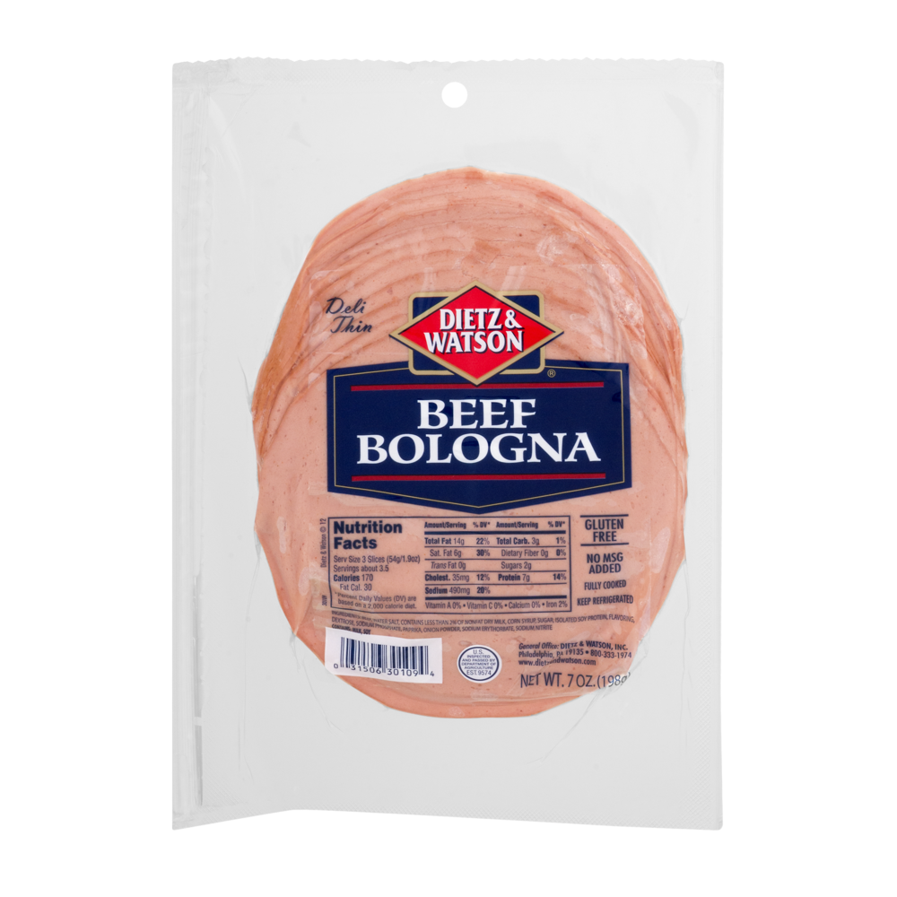 slide 1 of 1, Dietz & Watson Beef Bologna, Gluten Free, 7 oz