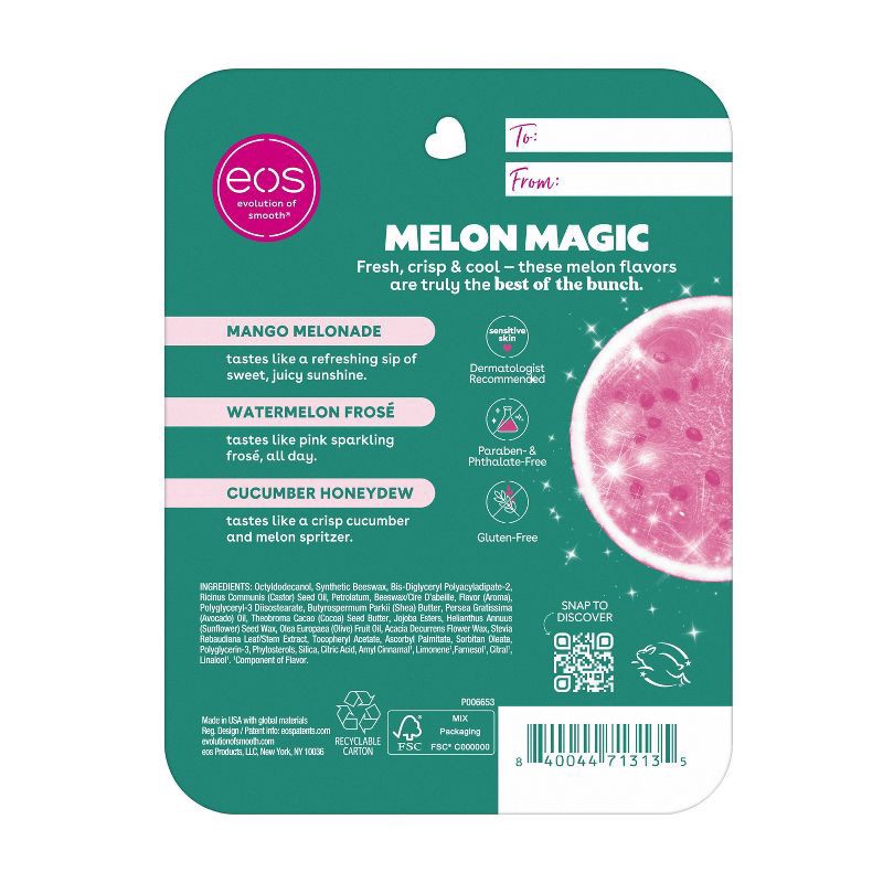 slide 4 of 9, eos 24hrs Moisture Super Balm Minis - Melon Magic - 0.169 fl oz/3pk, 3 ct