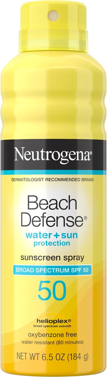 slide 5 of 5, Neutrogena Beach Defense Sunscreen Spray SPF 30 Water-Resistant Sunscreen Body Spray with Broad Spectrum SPF 50, PABA-Free, Oxybenzone-Free & Fast-Drying, Superior Sun Protection, 6.5 oz, 6.5 oz