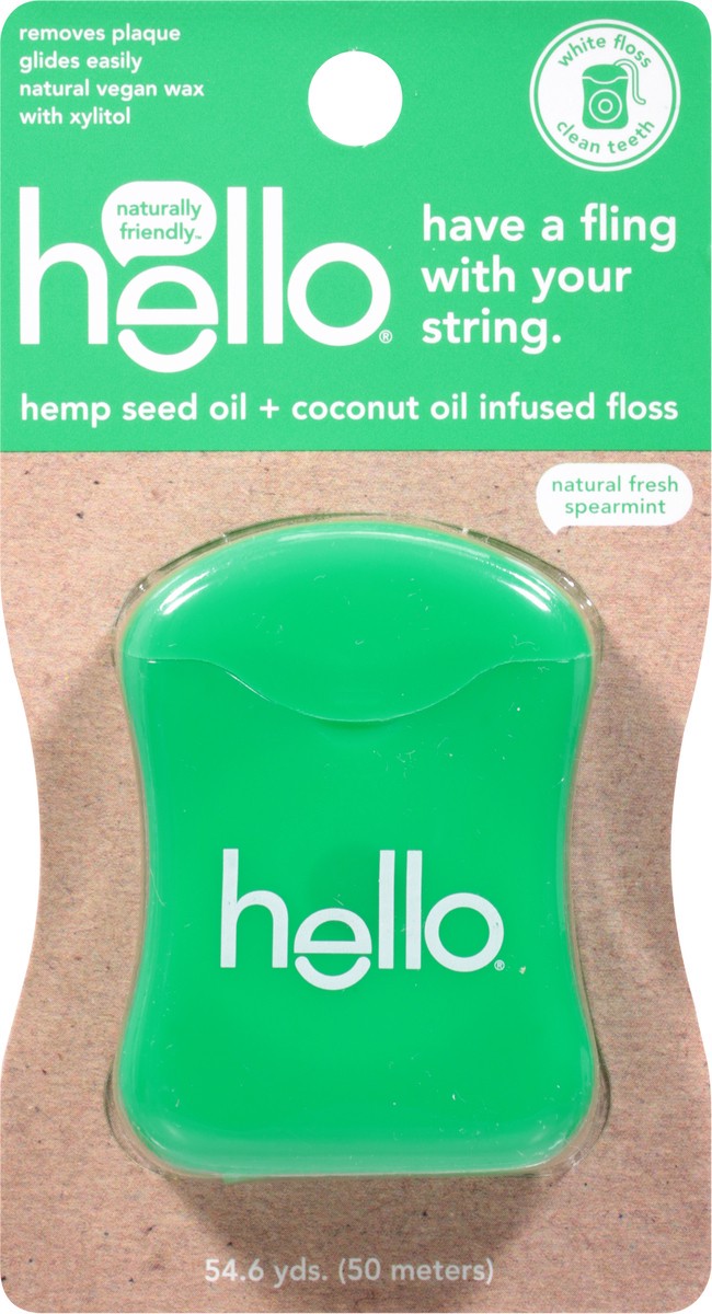 slide 4 of 11, Hello Naturally Friendly Hemp Seed Oil + Coconut Oil Natural Fresh Spearmint Infused Floss 1 ea, 1 ct