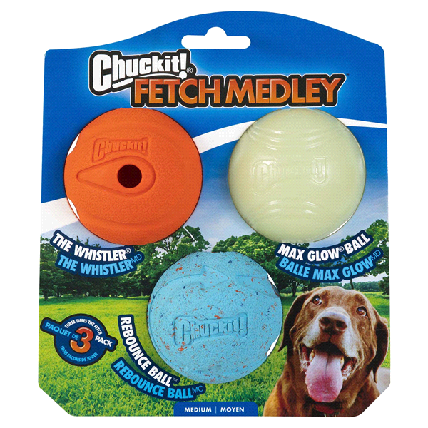 slide 1 of 1, Chuckit! Fetch Medley Ball Set Dog Toys, MED