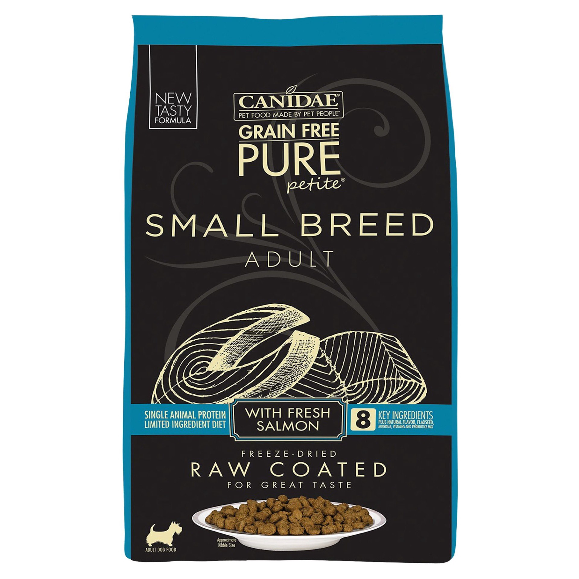 slide 1 of 1, CANIDAE PURE Petite Small Breed Adult Raw Coated with Fresh Salmon Dry Dog Food, 4 lb