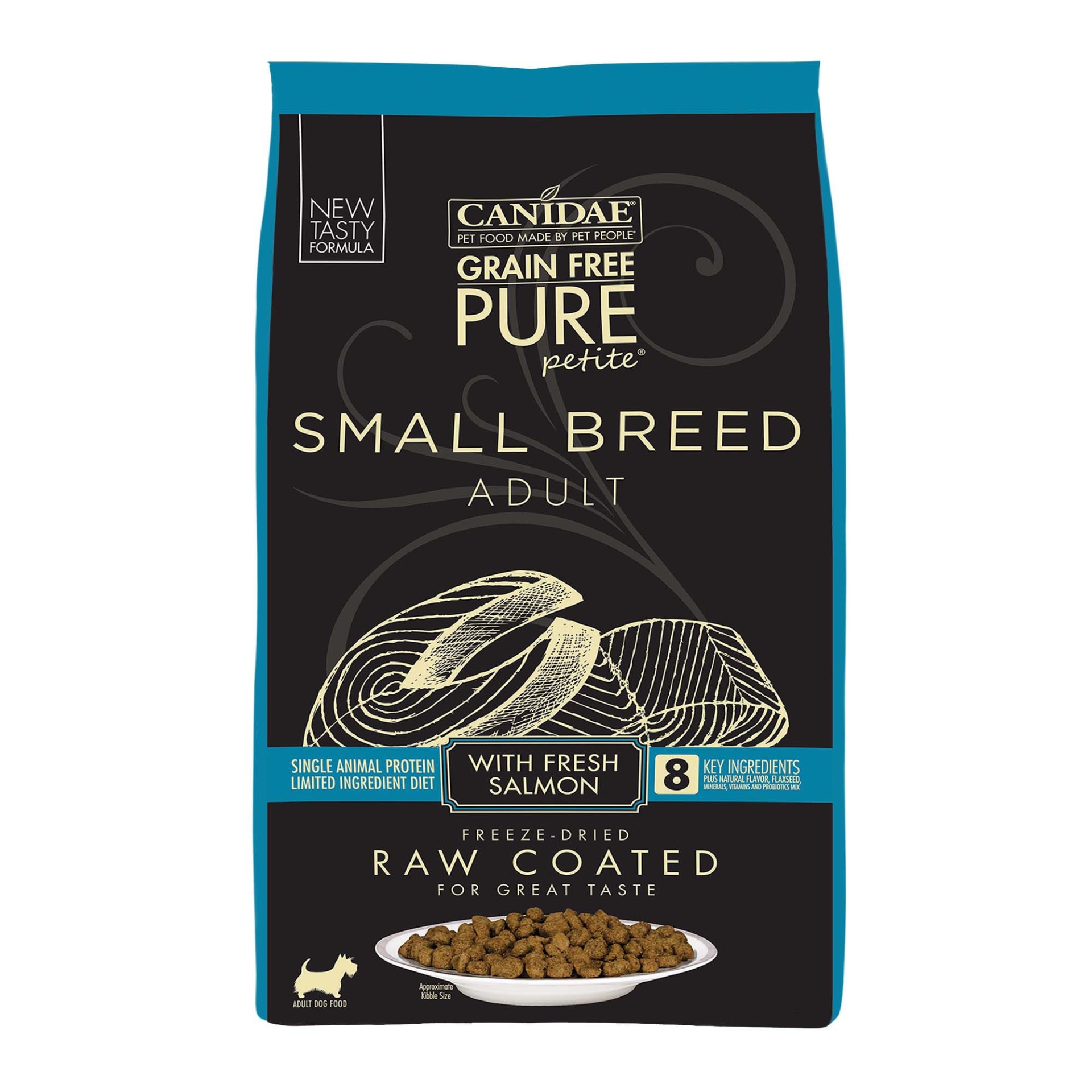 slide 1 of 1, CANIDAE PURE Petite Small Breed Adult Raw Coated with Fresh Salmon Dry Dog Food, 4 lb