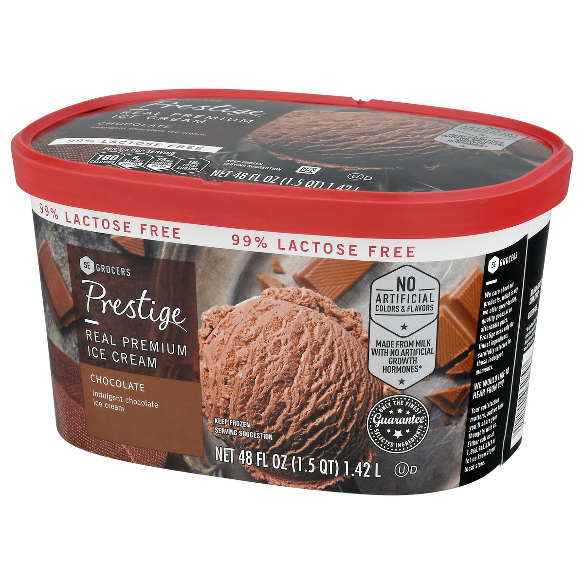 slide 7 of 9, Prestige Real Premium Ice Cream 99% Lactose Free Chocolate, 48 oz