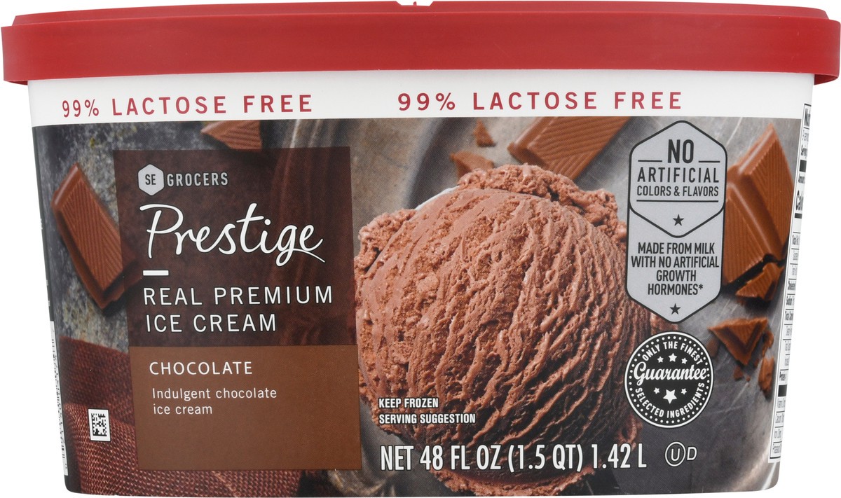 slide 8 of 9, Prestige Real Premium Ice Cream 99% Lactose Free Chocolate, 48 oz