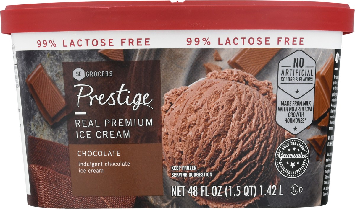 slide 5 of 9, Prestige Real Premium Ice Cream 99% Lactose Free Chocolate, 48 oz