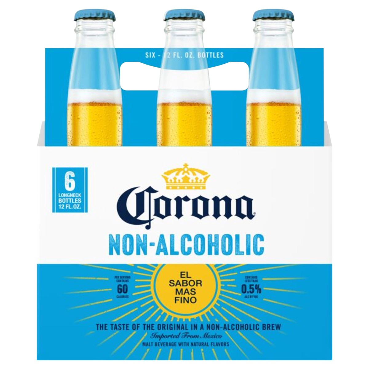 slide 1 of 53, Corona Non-Alcoholic Malt Beverage Mexican Import Brew, 6 pk 12 fl. oz. Bottles, less than 0.5% ABV, 72 fl oz