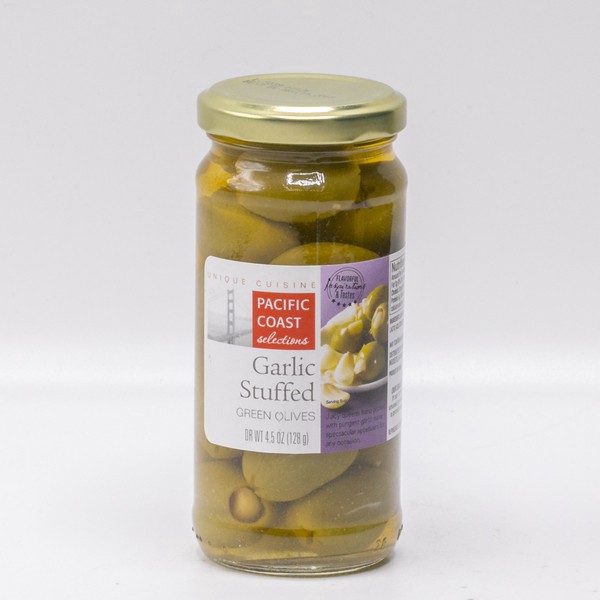 slide 1 of 1, Pacific Coast Selections Garlic Stuffed Queen Olives 4.5 oz, 4.5 oz