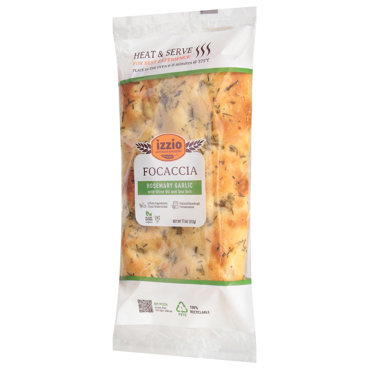 slide 10 of 13, Izzio Artisan Bakery Rosemary Garlic Focaccia With Olive Oil And Sea Salt, 11 oz