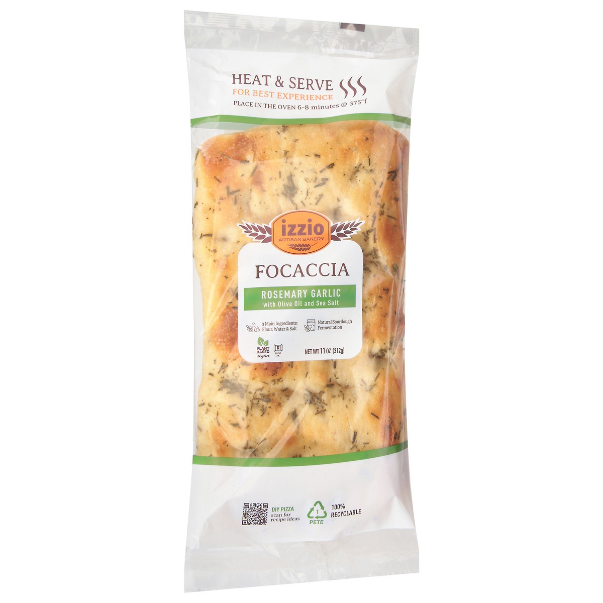 slide 4 of 13, Izzio Artisan Bakery Rosemary Garlic Focaccia With Olive Oil And Sea Salt, 11 oz