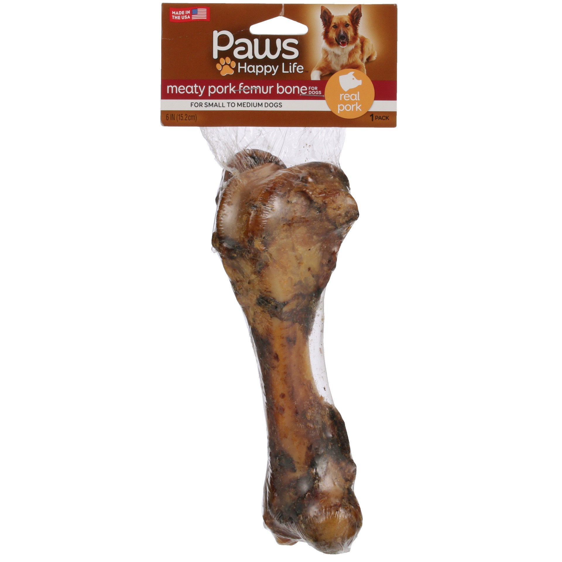 slide 1 of 6, Paws Happy Life Naturals Meaty Pork Femur, 1 ct