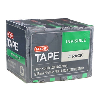 slide 1 of 1, H-E-B Invisible Tape, 4 ct