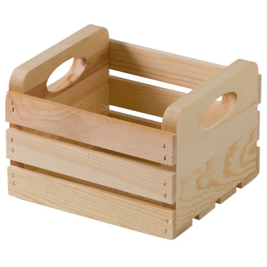 slide 1 of 3, 8" Wood Crate With Cutout Handles By Make Market, 5.5 in x 7.25 in x 8 in