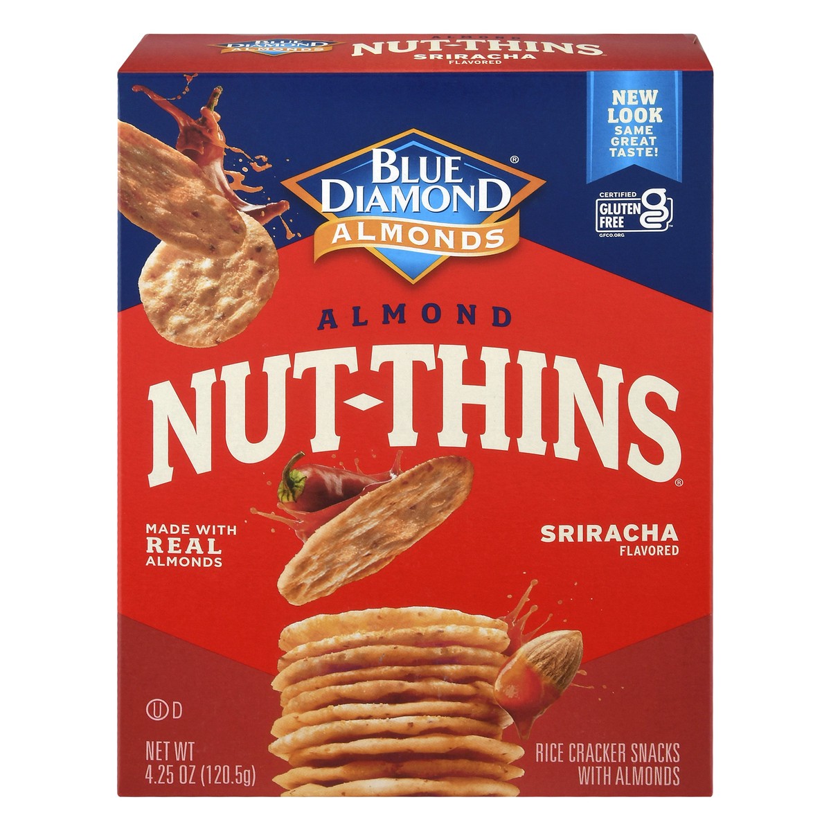 slide 1 of 9, Blue Diamond Sriracha Almond Nut Thins, 4.25 oz