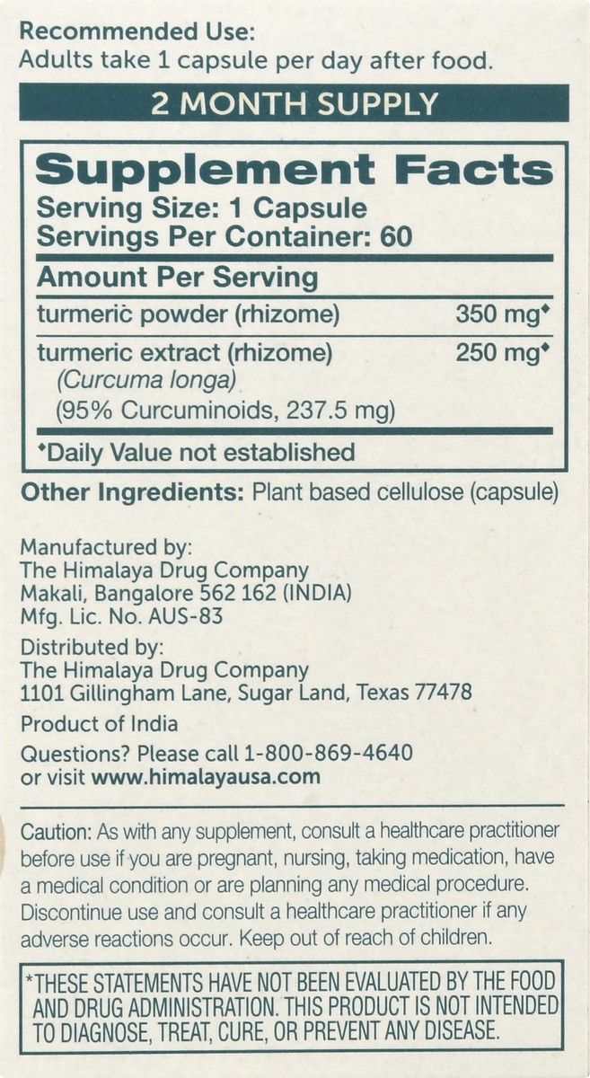 slide 12 of 12, Himalaya Vegetarian Capsules Turmeric 95 with Curcumin 60 ea, 60 ct