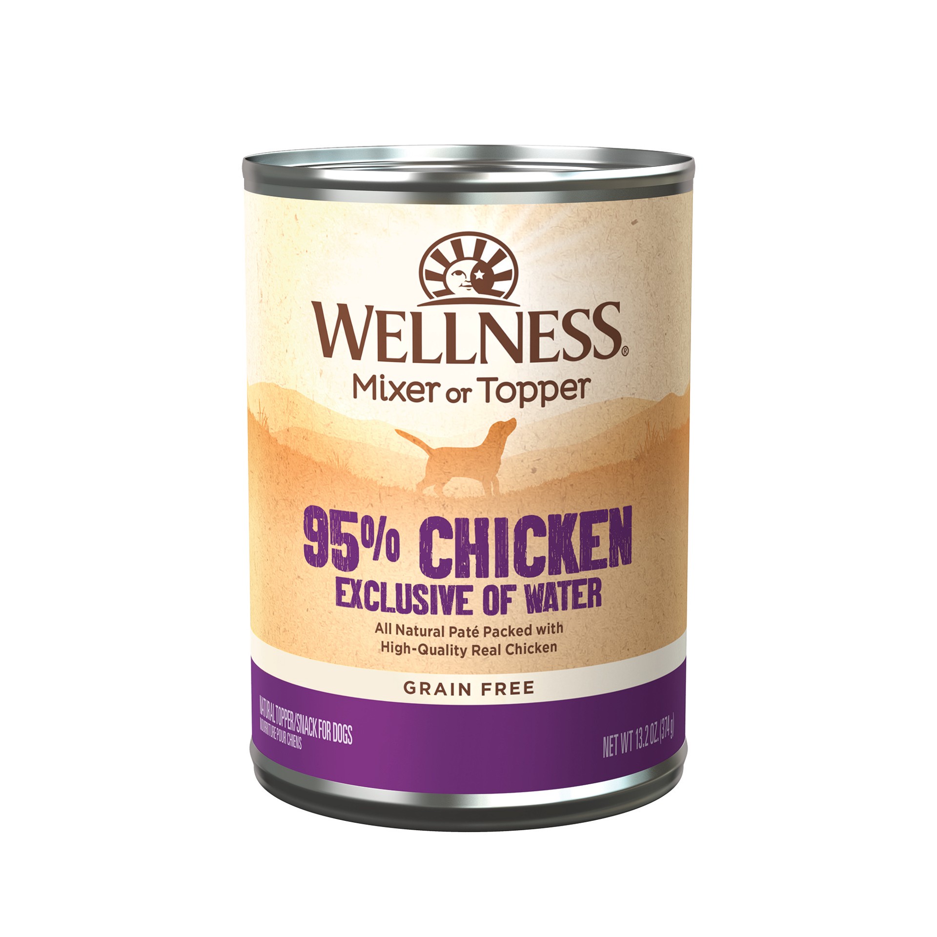 slide 1 of 1, Wellness 95% Chicken Natural Wet Grain Free Canned Dog Food, 13.2-Ounce Can (Pack of 12), 13.2 oz