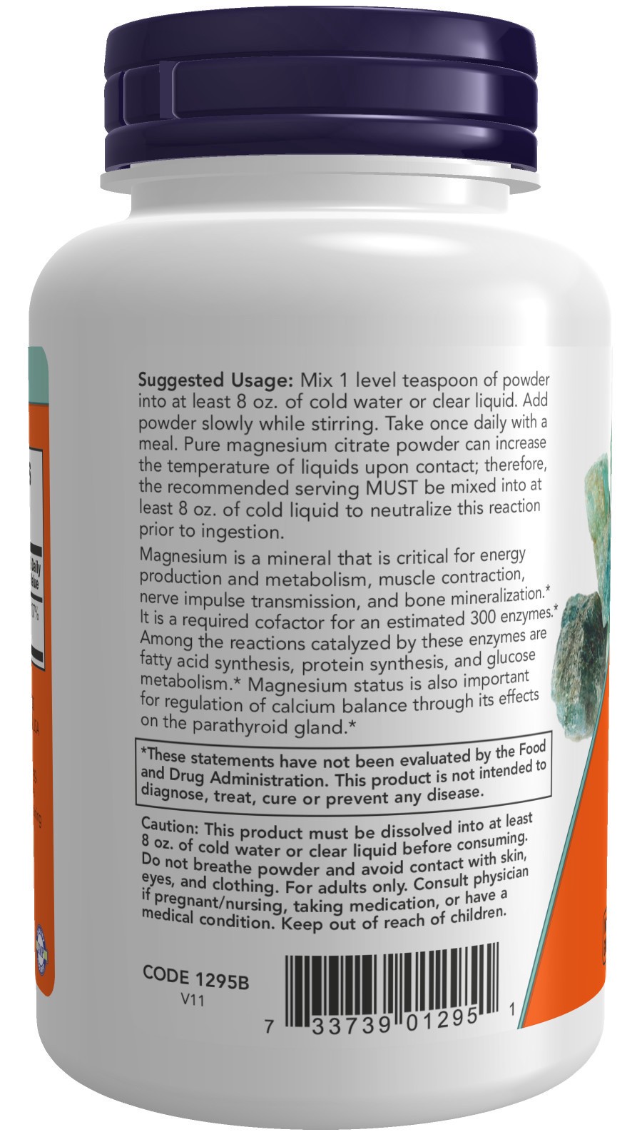 slide 3 of 4, NOW Magnesium Citrate Pure Powder - 8 oz, 8 oz