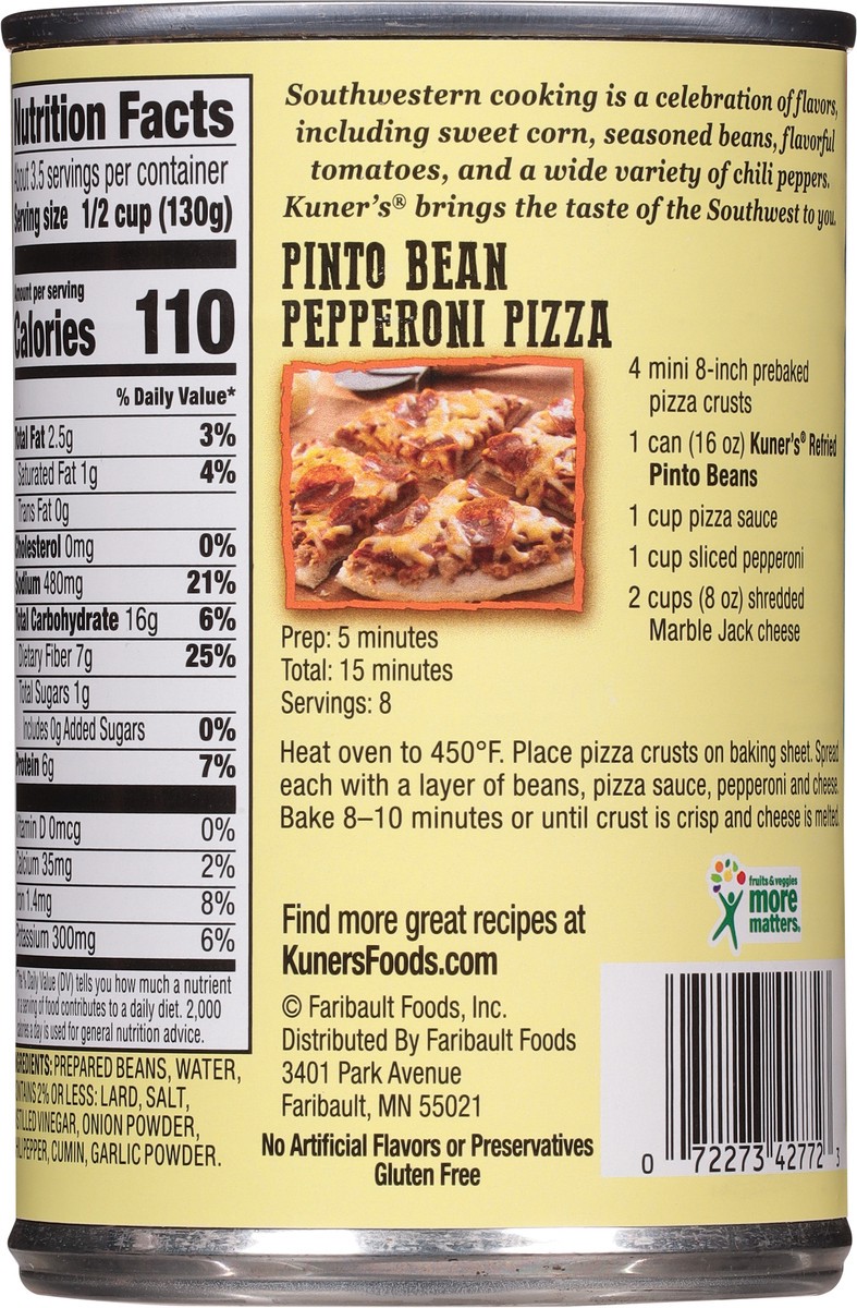 slide 2 of 5, Kuner's Southwest Refried Traditional Pinto Beans 16 oz, 