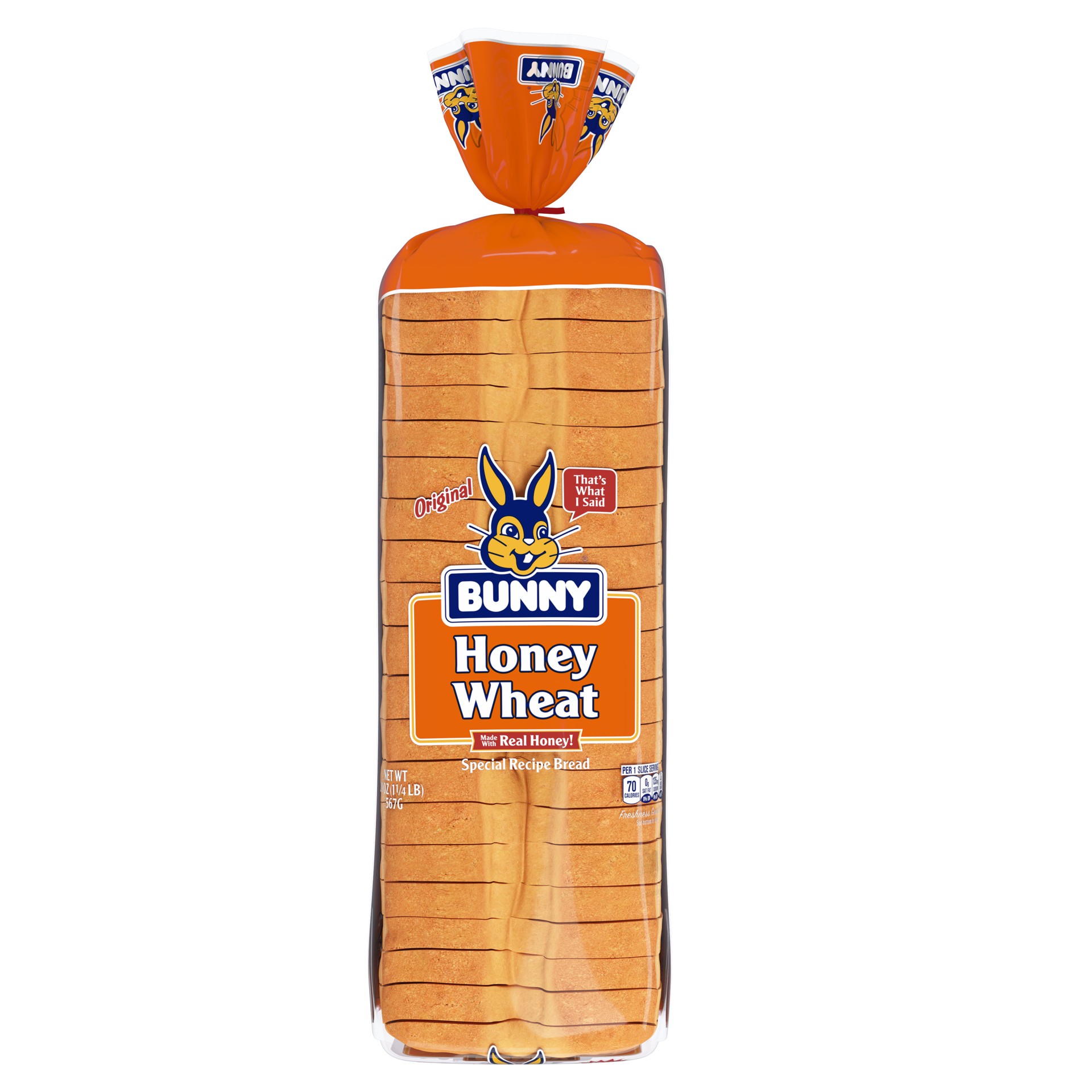 slide 3 of 5, Bunny Original Honey Wheat Bread 20 oz, 20 oz